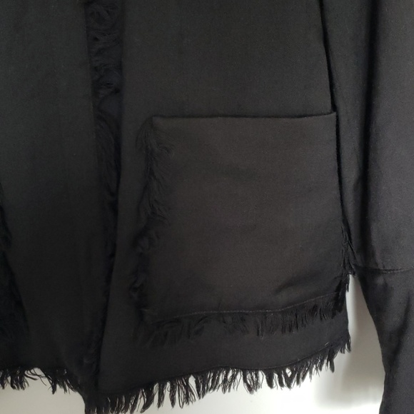 Harve Benard Black Collar-less Fringed Blazer Sz 6 - Picture 4 of 8